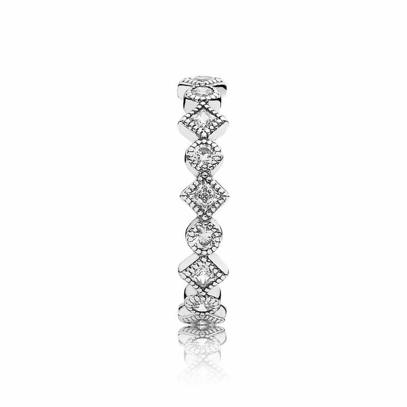 Pandora Allustackable Ring Brilliant Princess Stackable Ring Ireland - Sterling Silver/Cubic Zirconi